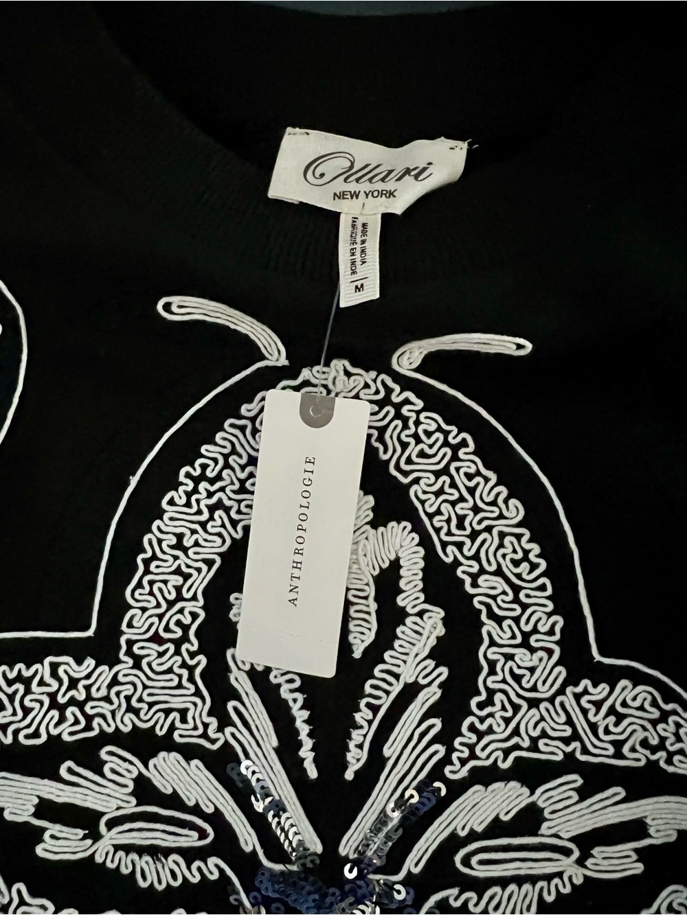 Anthropologie | Ollari | Black Embellished Sweatshirt | Size Medium - Picture 4 of 11